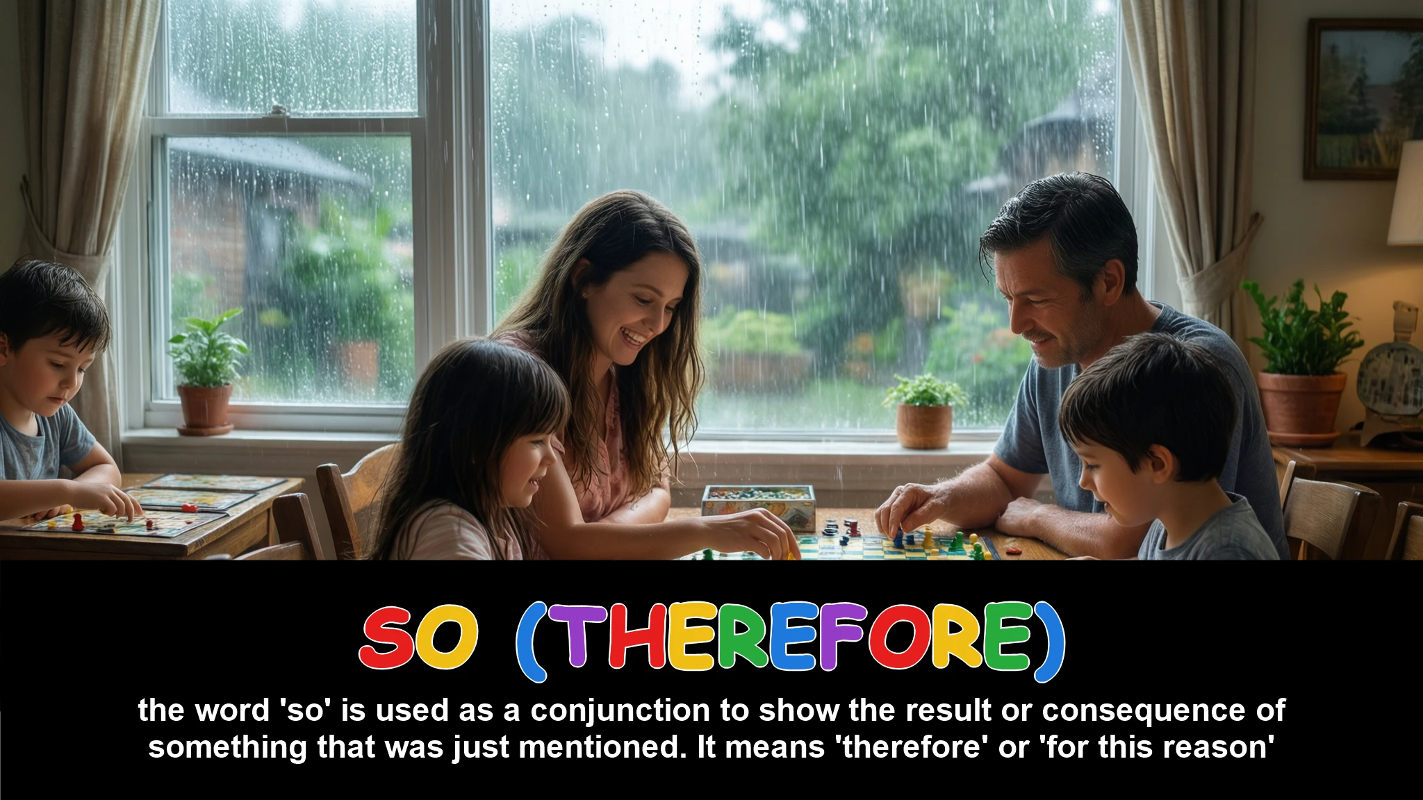English Illustration for so (therefore)